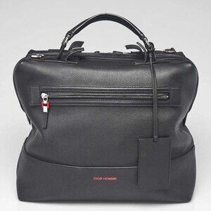 Christian Dior Black Grained Leather Dior Homme Duffle Bag w/o Strap